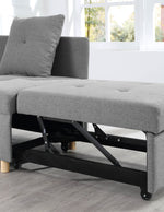 4-in-1 Convertible Sofas & Couches, Single Extendable Sofa with 6 Position Adjustable Back, Sofa Bed with 2 Pillows, Gray W1998121145-djyc