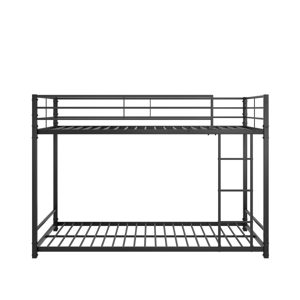 Metal Bunk Bed Twin Over Twin, Bunk Bed Frame with Safety Guard Rails, Heavy Duty Space-Saving Design, Easy Assembly Black W84063609-djyc