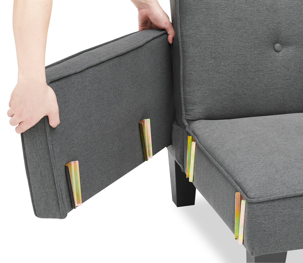 Sofa with Dual Functionality: 72" Dark Grey Cotton Linen Convertible Sofa Bed Including Two Bonus Pillows, Ideal for Family Living Rooms W127843493-djyc