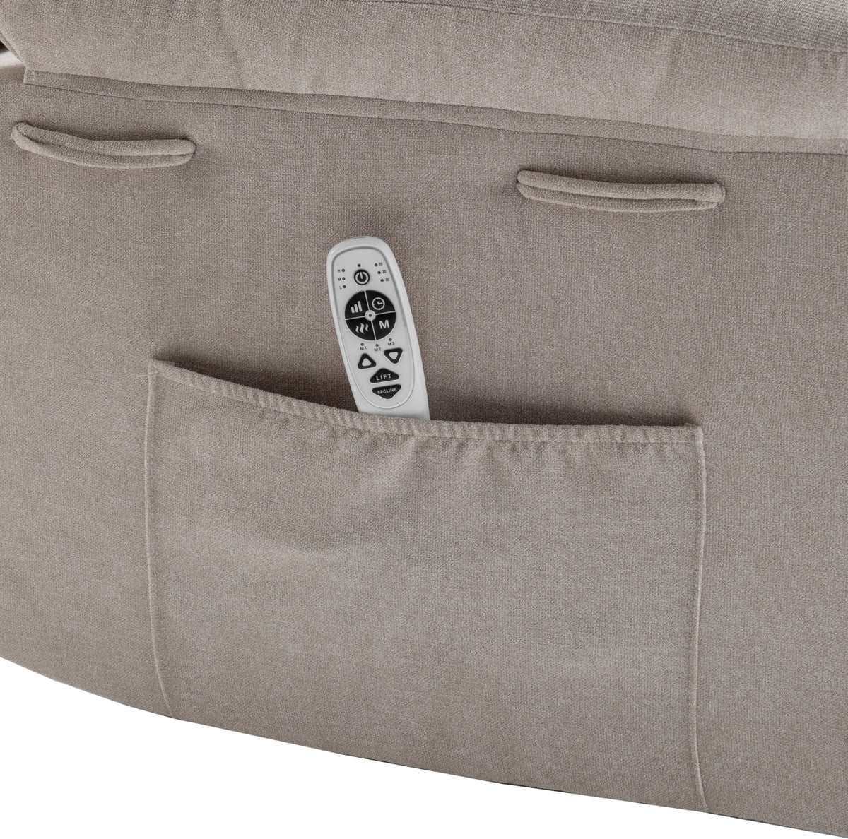 Power Recliner Chair with Adjustable Massage Function, Velvet Electric Power Chair for Elderly with One Side Pockets, Recliner Chair with Heating System for Living Room,Beige W1998120244-djyc