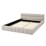 Queen Size Upholstered Bed Frame with Thick Fabric, Chenille Fabric Grounded Queen Size Platform Bed with Headboard and Solid Frame. No Box Spring Needed, Beige(68''*86.5''*23.5'') W487S00220-djyc