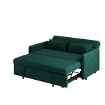 Sofa Pull Out Bed Included Two Pillows 54" Green Velvet Sofa for Small Spaces W1278125092-djyc