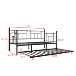 Metal Daybed Frame Twin Size Platform with trundle , No Box Spring Needed Black W840104493-djyc
