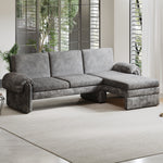 94.1' Convertible Futon Sofa Bed Futon Sofa Couch with an Adjustable Backrest, a Reversible Chaise Lounge and Two Removable Armrest Pillows for Living Room, Gray N719S001770E-djyc