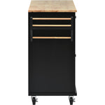 Kitchen cart with Rubber wood desktop rolling mobile kitchen island with storage and 5 drawers 53 Inch length (Black) WF297003AAB-djyc