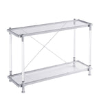 43.31'' Chrome Glass Sofa Table, Acrylic Side Table, Console Table for Living Room& Bedroom W821P184417-djyc