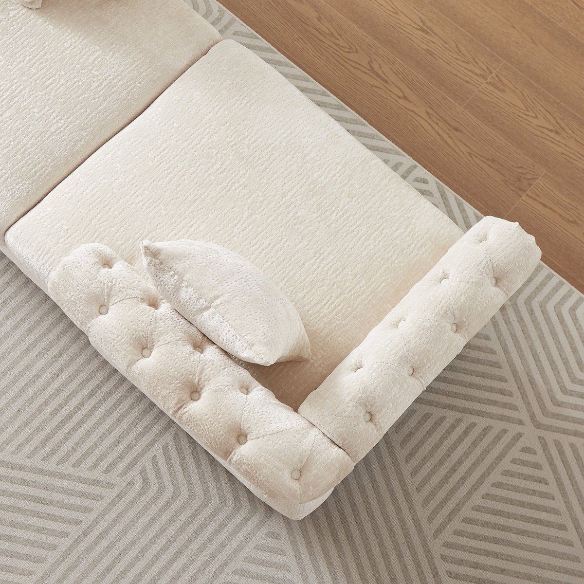 81-inch Chenille Face-to-face Chaise Lounge with Two Pillows,Nailhead trim,Button Tufted Design and Rolled Arms for Lounge, Living room and Office W834S00315-djyc