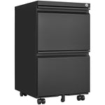 2 Drawer File Cabinet with Lock, Metal Under Desk Rolling Filing Cabinet fits Letter/Legal/A4 Size for Home Office, Mobile Filing Cabinet, Assemble Required, Black W1247125571-djyc