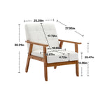 Accent Chairs Set of 2 with Side Table, Mid Century Modern Accent Chair, Wood and Fabric Armchairs Side Chair, Lounge Reading Comfy Arm Chair for Living Room, Bedroom, Office W153982253-djyc
