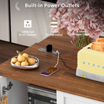 K&K 54.5" Farmhouse Kitchen Island with Power Outlet, Kitchen Storage Islandwith Internal Storage Rack, Drop Leaf, Spice Rack, Rolling Kitchen Cart on Wheels, for Home, Kitchen and Dining Room,White N707P170349W-djyc