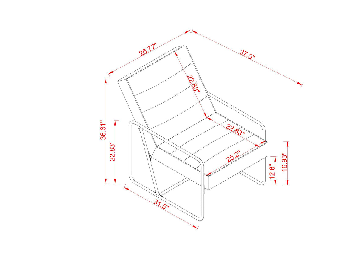 Modern Metal Framed Armchair with Beige Technical Leather, Stylish & Comfortable Indoor Lounge Accent Chair for Living Room, Office,Bedroom W1669P197989-djyc