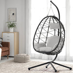 Egg Chair with Stand Indoor Outdoor Swing Chair Patio Wicker Hanging Egg Chair Hanging Basket Chair Hammock Chair with Stand for Bedroom Living Room Balcony W874106467-djyc