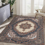 Area Rug 5x7 Vintage Bohemia Large Persian Non-slip Washable Rug For Living Room Kitchen Bedroom Living Room Flower Design Reddish Brown-W2907P265019