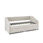 Twin Size Daybed with Two Drawers Trundle Upholstered Tufted Sofa Bed, Linen Fabric, Beige (82.5"x42.5"x34") W487S00175-djyc