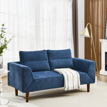 Convertible Futon Sofa Bed, Comfy Loveseat Sleeper Sofa with Adjustable Armrest, Strengthen Wood, Thick Padded Cushion, Small 2 Seater Couch for Living Room, Bedroom, Navy W487P180471-djyc