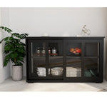 Kitchen Storage Stand Cupboard With Glass Door-Black W28215277-djyc