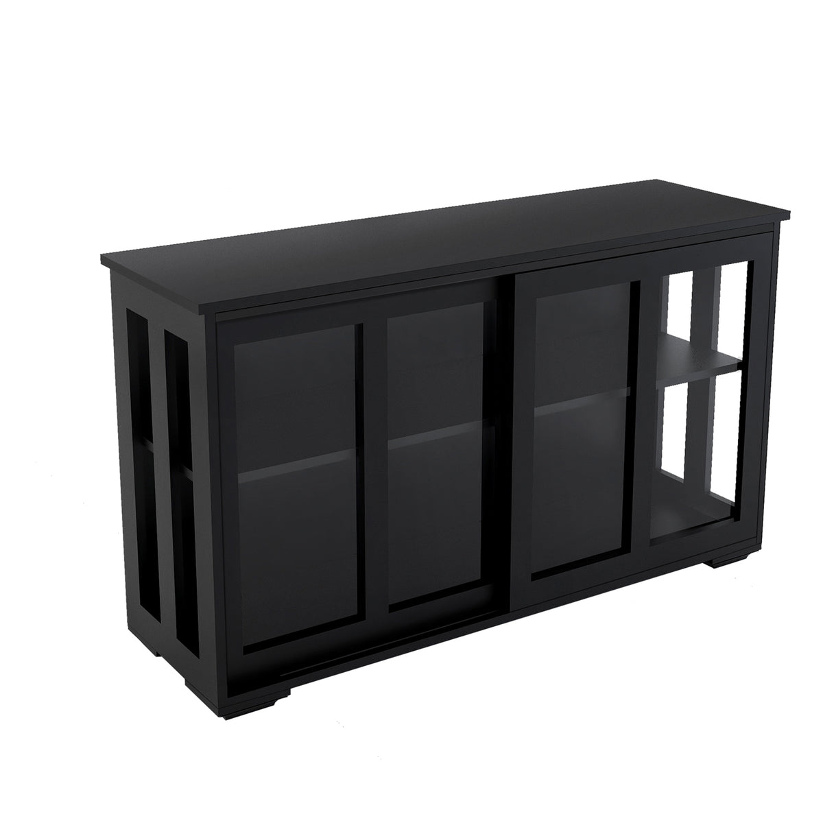 Kitchen Storage Stand Cupboard With Glass Door-Black W28215277-djyc
