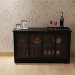 Kitchen Storage Stand Cupboard With Glass Door-Black W28215277-djyc