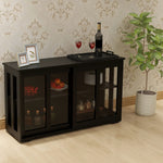 Kitchen Storage Stand Cupboard With Glass Door-Black W28215277-djyc