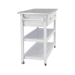Stainless Steel Table Top White Kicthen Cart With Two Drawers W28218593-djyc