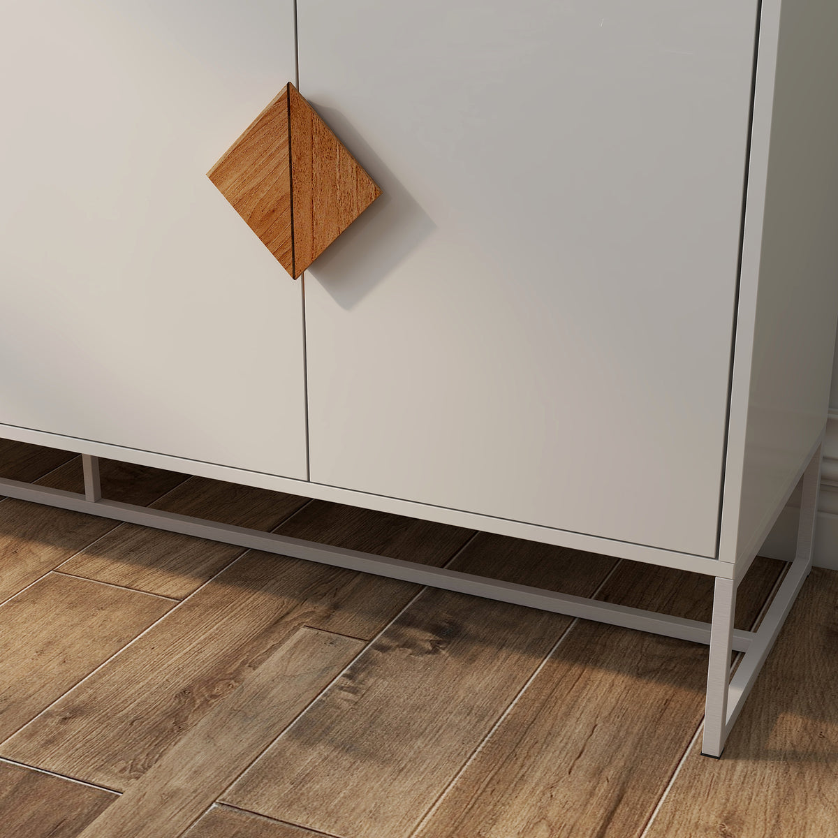 Solid wood special shape square handle design with 4 doors and double storage sideboard W282S00014-djyc