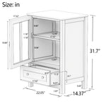 Buffet storage cabinet with single glass doors and unique bell handle W28227727-djyc