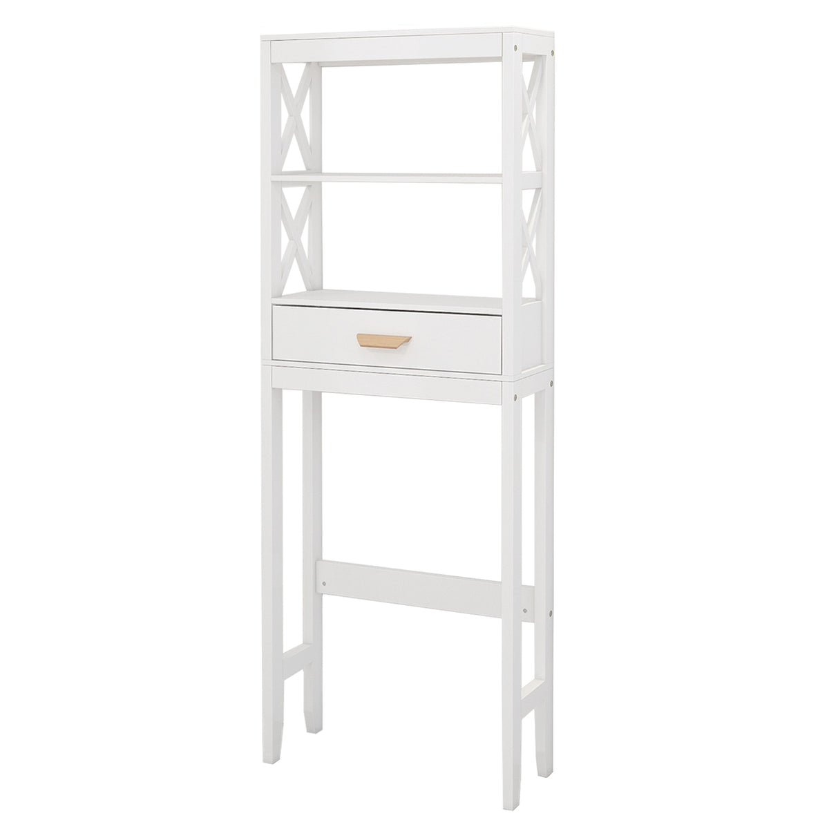 Over-the-Toilet Storage Cabinet White with one Drawer and 2 Shelves Space Saver Bathroom Rack W28227728-djyc