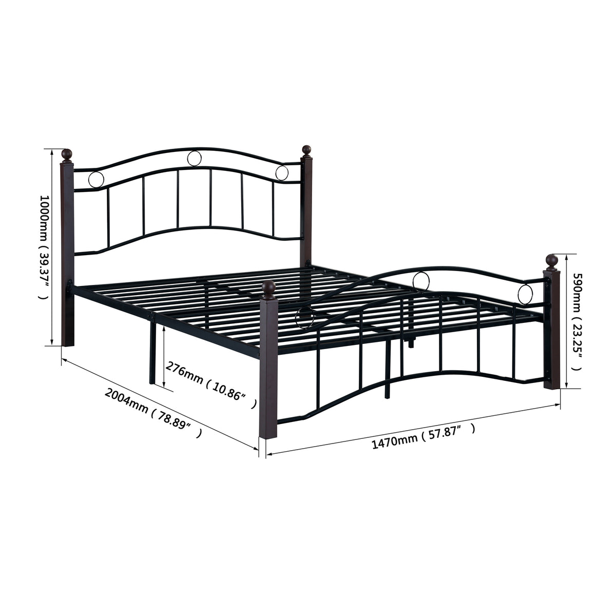 Full Size Metal Bed Frame with Headboard and Footboard W31136097-djyc