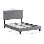 Full Size Upholstered Platform Bed Frame with Modern Button Tufted Linen Fabric Headboard, No Box Spring Needed, Wood Slat Support, Easy Assembly,Grey W31136121-djyc