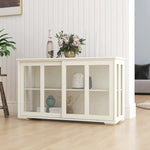 Kitchen Storage Stand Cupboard With Glass Door-White W28235613-djyc