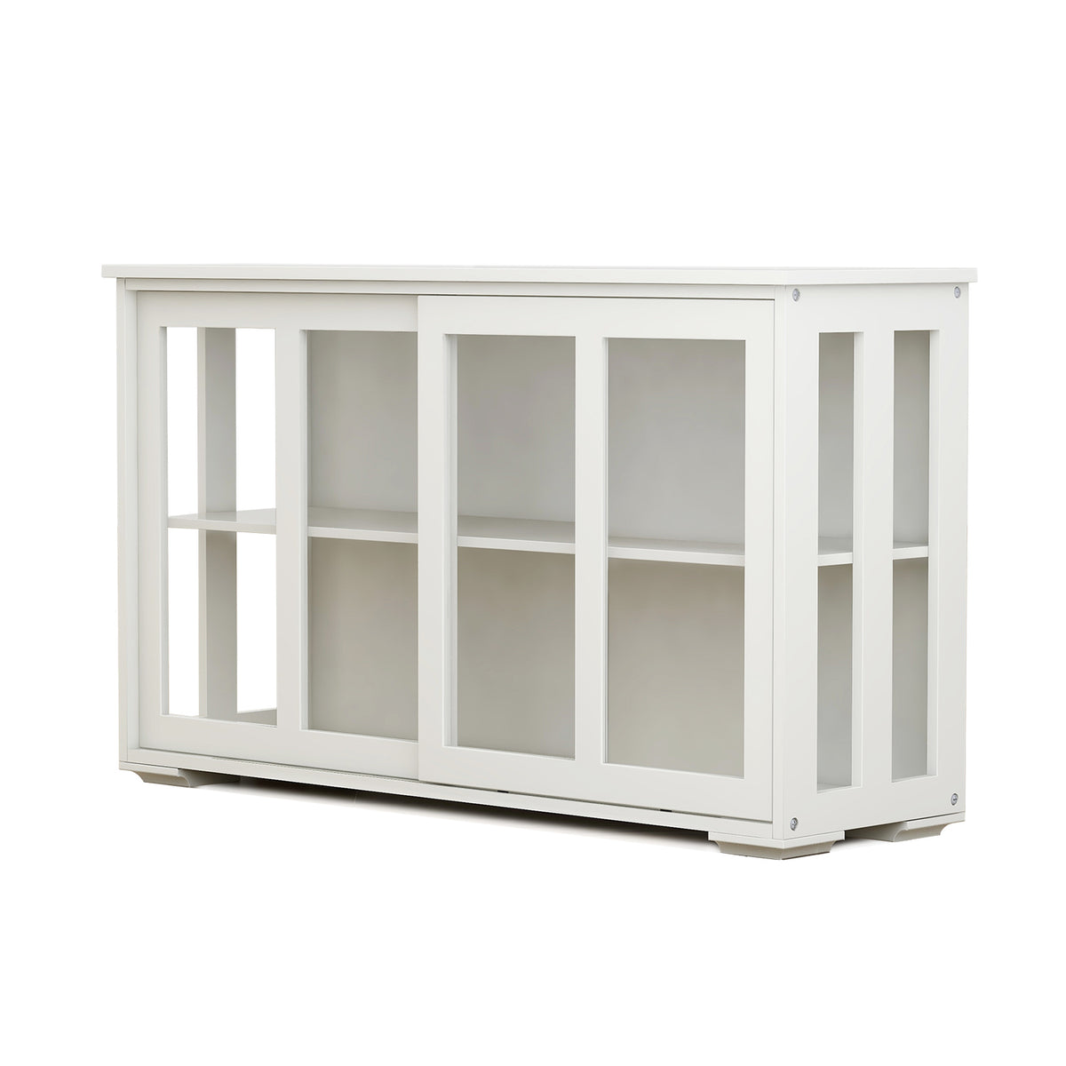Kitchen Storage Stand Cupboard With Glass Door-White W28235613-djyc