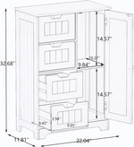 White freestanding floor storage cabinet with adjustable shelves, 4 drawers and 1 door W28222278-djyc