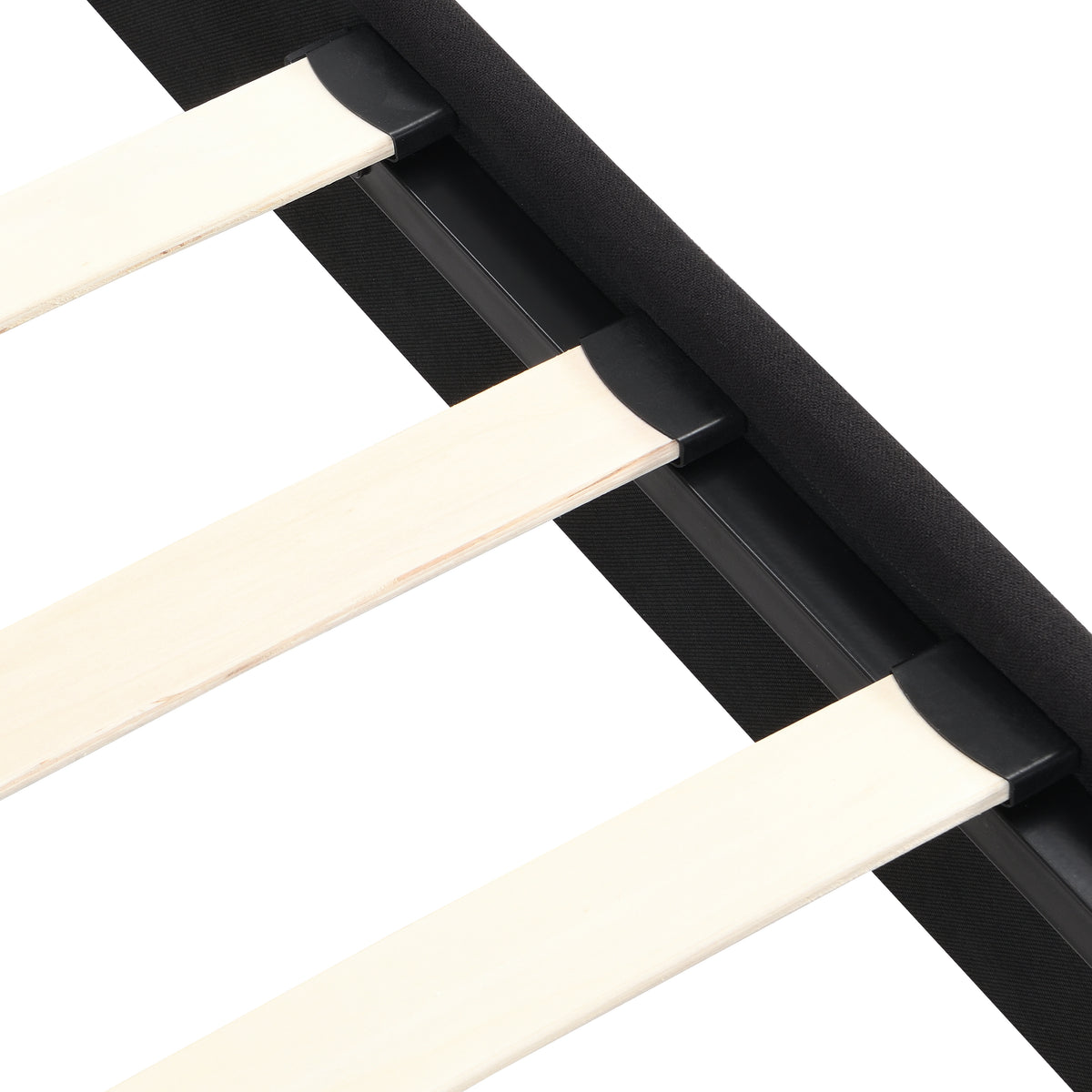King Size Upholstered Platform Bed Frame withLinen Fabric Headboard, No Box Spring Needed, Wood Slat Support, Easy Assembly, BLACK W311107471-djyc