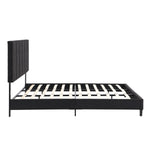 King Size Upholstered Platform Bed Frame withLinen Fabric Headboard, No Box Spring Needed, Wood Slat Support, Easy Assembly, BLACK W311107471-djyc