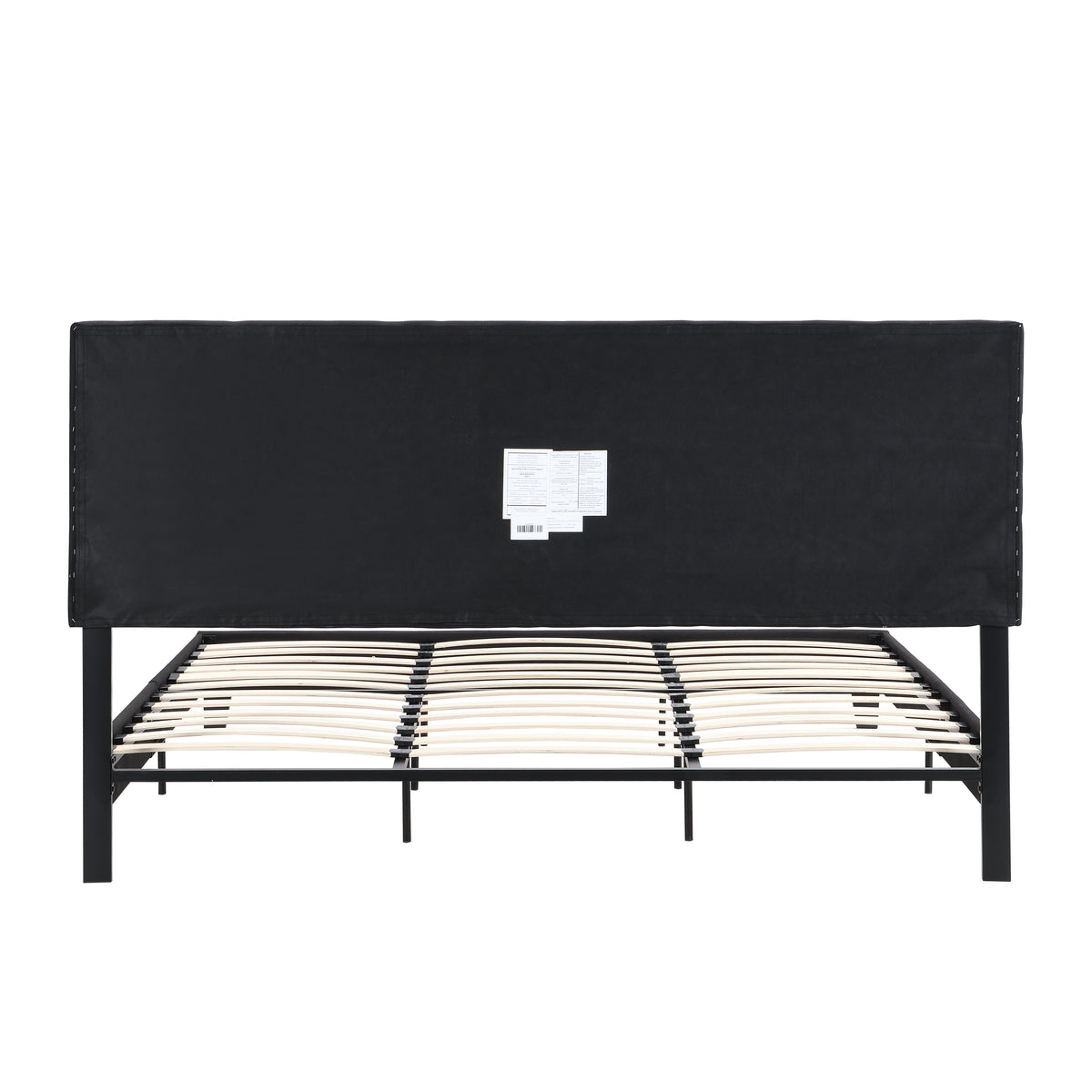 King Size Upholstered Platform Bed Frame withLinen Fabric Headboard, No Box Spring Needed, Wood Slat Support, Easy Assembly, BLACK W311107471-djyc