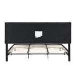 King Size Upholstered Platform Bed Frame withLinen Fabric Headboard, No Box Spring Needed, Wood Slat Support, Easy Assembly, BLACK W311107471-djyc