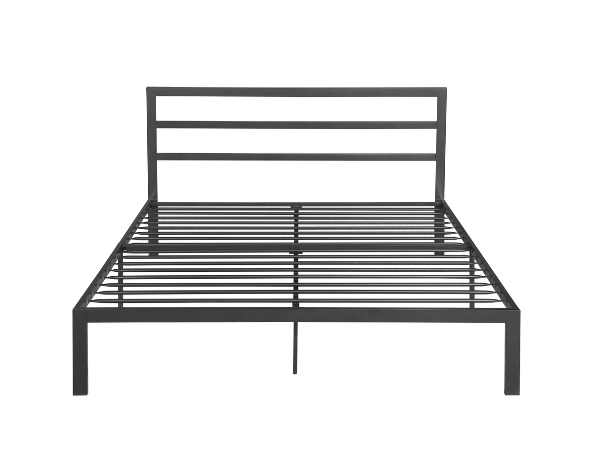 Queen Size Metal Bed Frame with Headboard Charcoal Grey W31181462-djyc