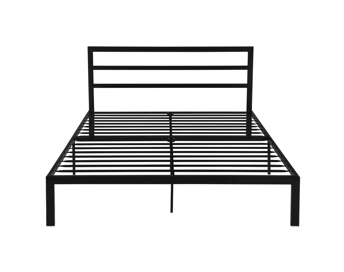 Queen Size Metal Bed Frame with Headboard Black W31181461-djyc