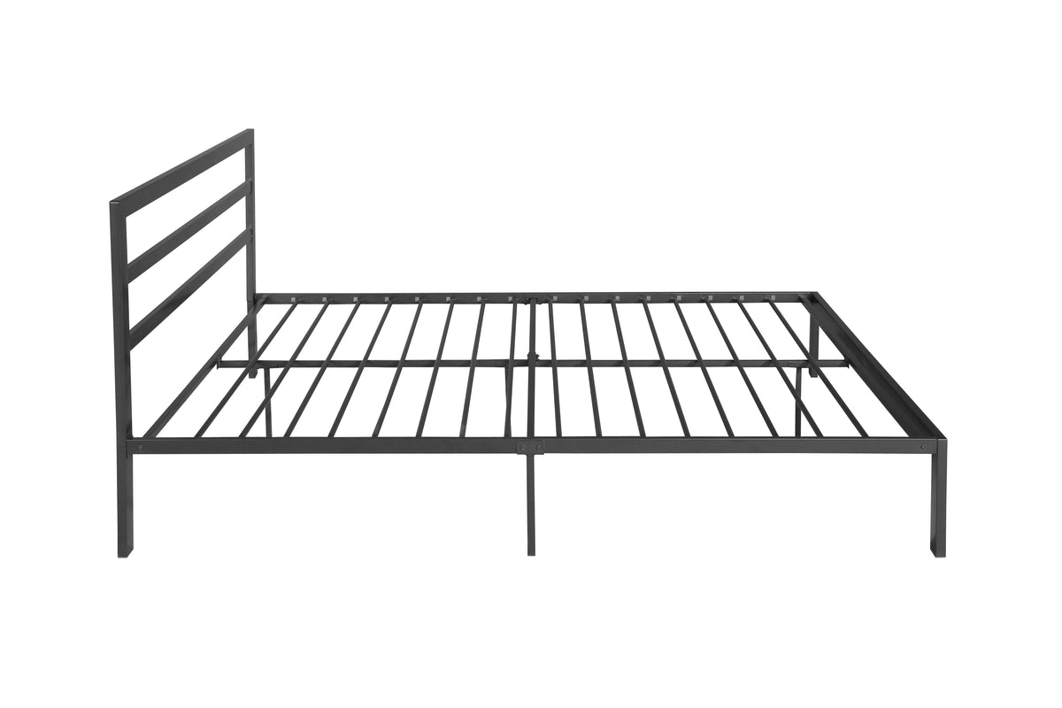 Queen Size Metal Bed Frame with Headboard Charcoal Grey W31181462-djyc