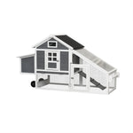 Removable Tray Ramp wooden outdoor chicken hutch coop with running cage with wheels W21949696-djyc