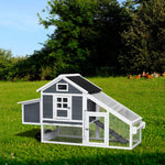 Removable Tray Ramp wooden outdoor chicken hutch coop with running cage with wheels W21949696-djyc