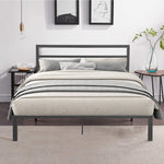 Queen Size Metal Bed Frame with Headboard Charcoal Grey W31181462-djyc