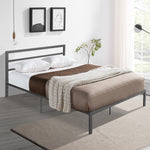 Queen Size Metal Bed Frame with Headboard Charcoal Grey W31181462-djyc