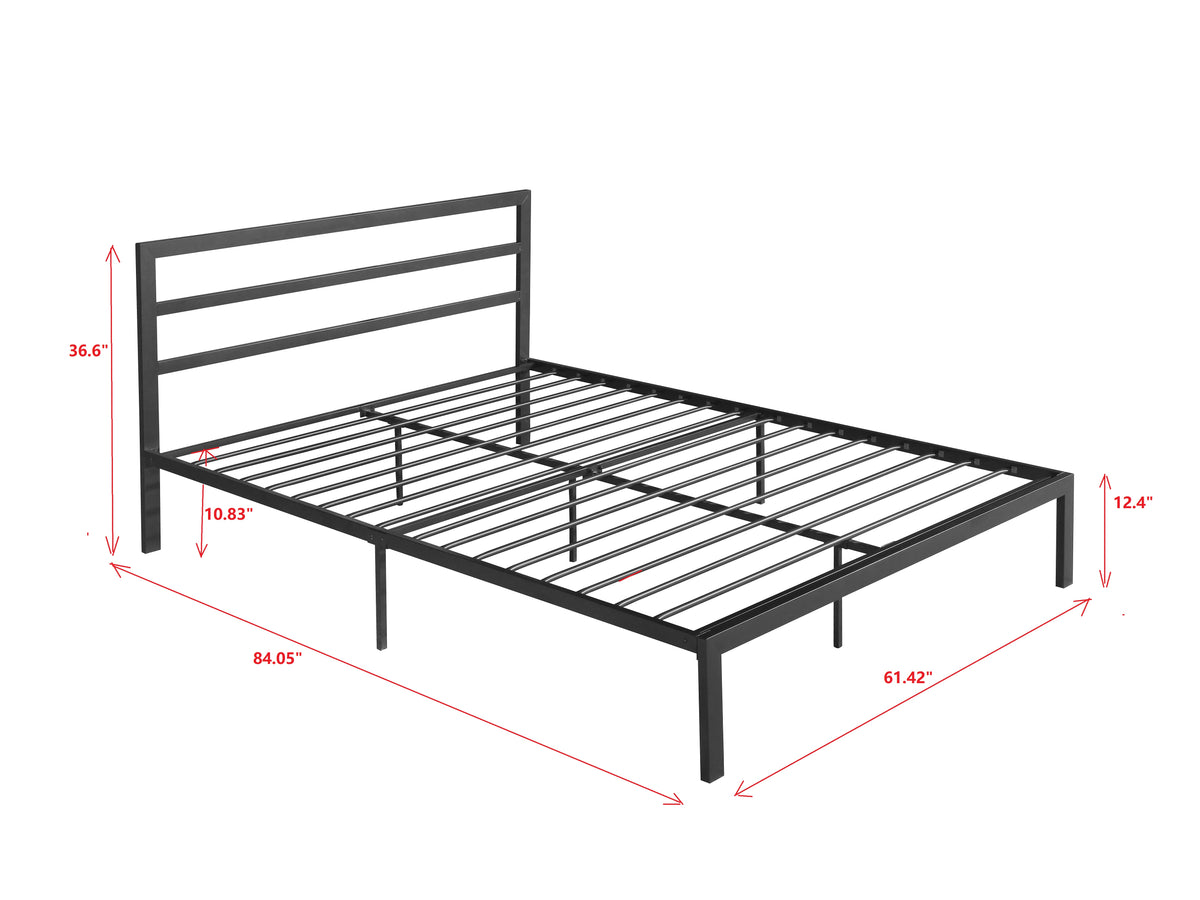 Queen Size Metal Bed Frame with Headboard Charcoal Grey W31181462-djyc