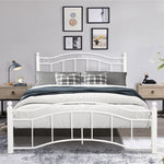 Queen Size Metal Bed Frame with Headboard and Footboard White W31180791-djyc