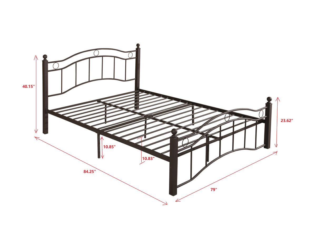 King Size Metal Bed Frame with Headboard and FootboardBronze W31181460-djyc