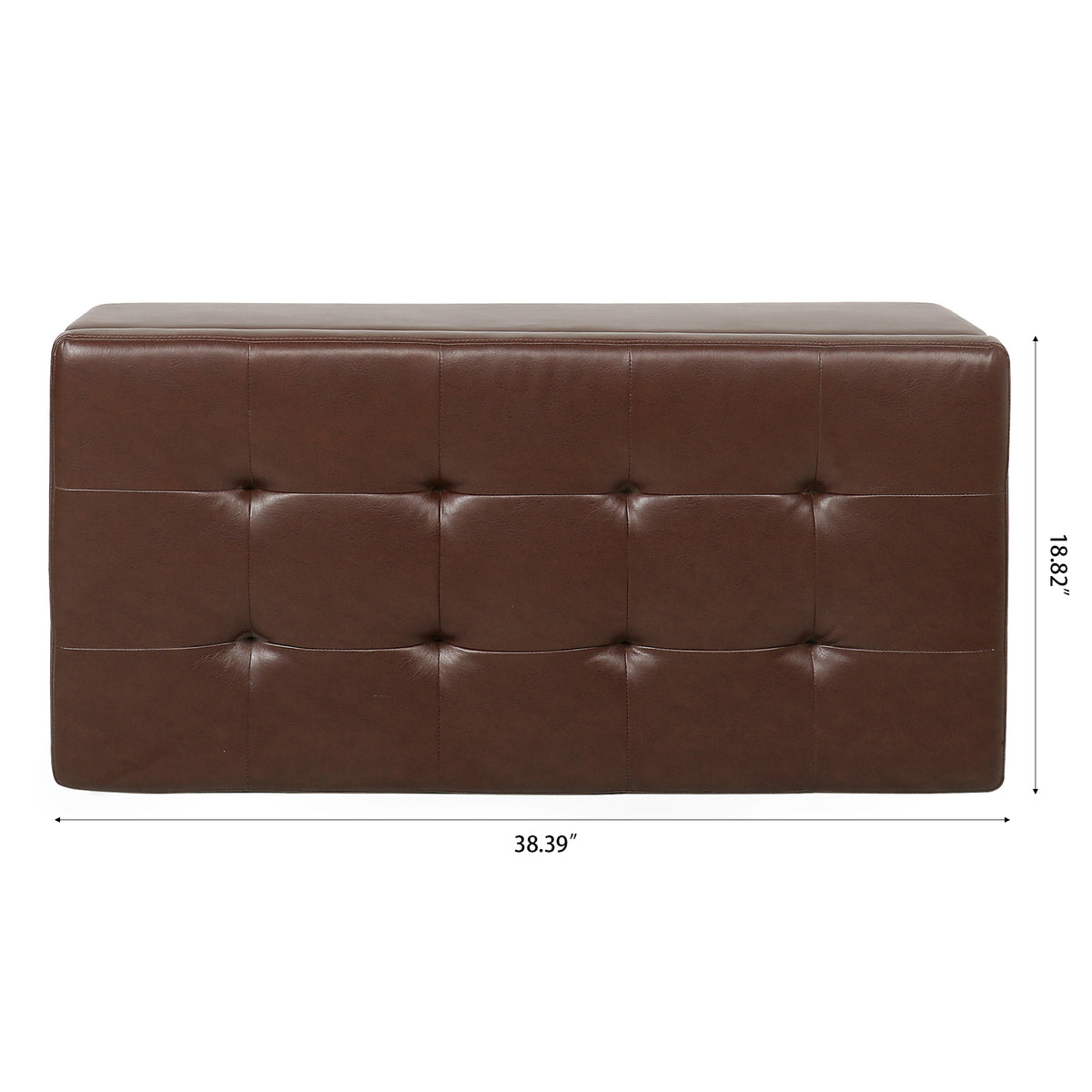 Storage Ottoman with Wooden Legs, Faux Leather Ottoman with Storage for Living Room, Bedroom & Hallway, Ottoman Foot Rest, 38.4' Brown Ottoman W68053162-djyc