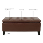 Storage Ottoman with Wooden Legs, Faux Leather Ottoman with Storage for Living Room, Bedroom & Hallway, Ottoman Foot Rest, 38.4' Brown Ottoman W68053162-djyc