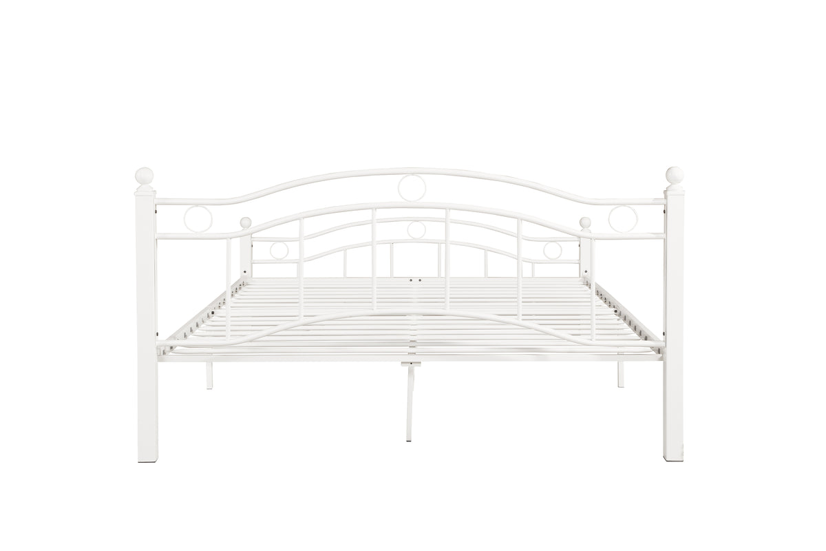 Queen Size Metal Bed Frame with Headboard and Footboard White W31180791-djyc