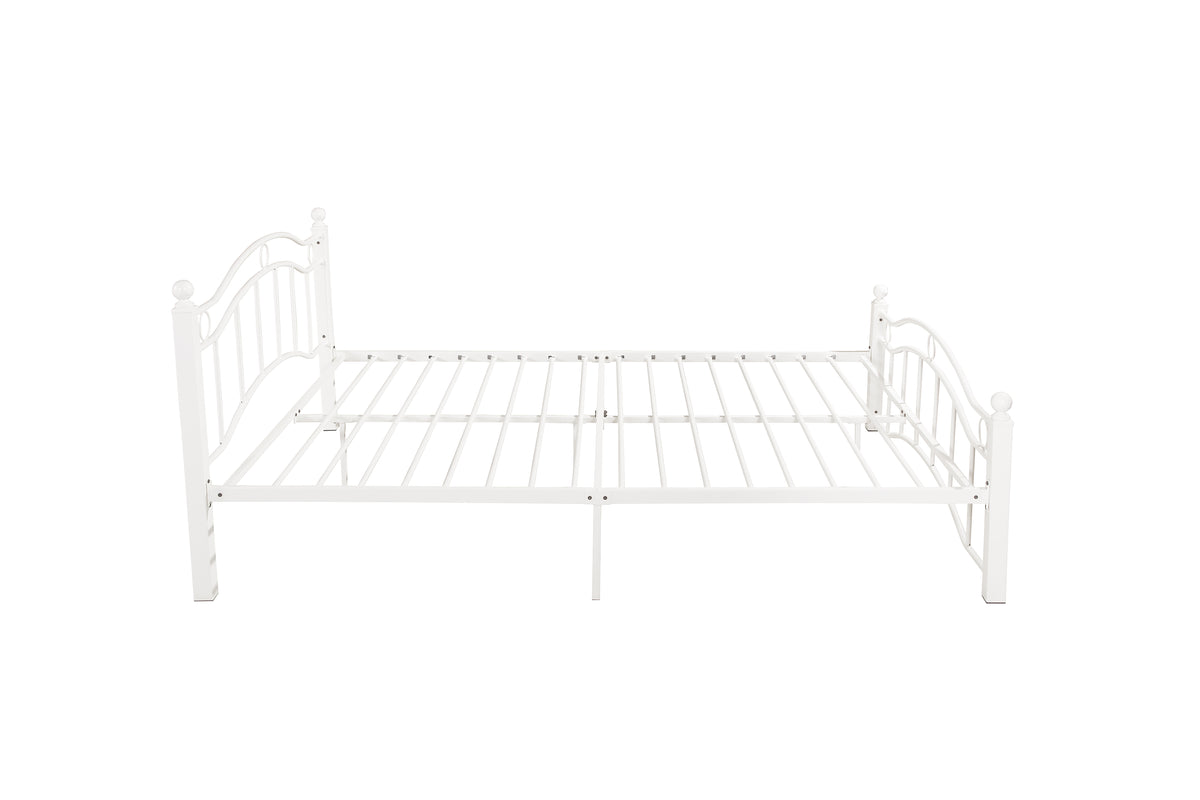 Queen Size Metal Bed Frame with Headboard and Footboard White W31180791-djyc